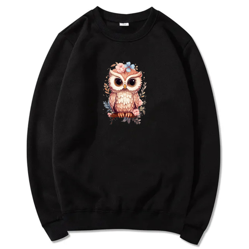 Blusa Moletom Sem Capuz Estampa Linda Coruja Ótima Qualidade