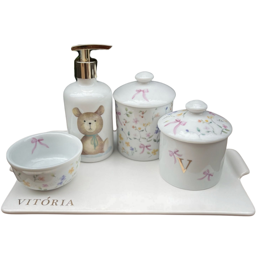 Kit Higiene Ursinho Menina - Maternidade Cuidados Bebê