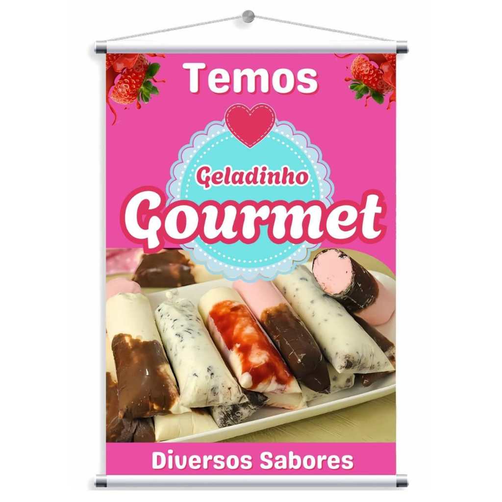 BANNER GELADINHO GOURMET, JUJU, SACOLÉ, GELADÃO (BAN 27) em Oferta na Shopee