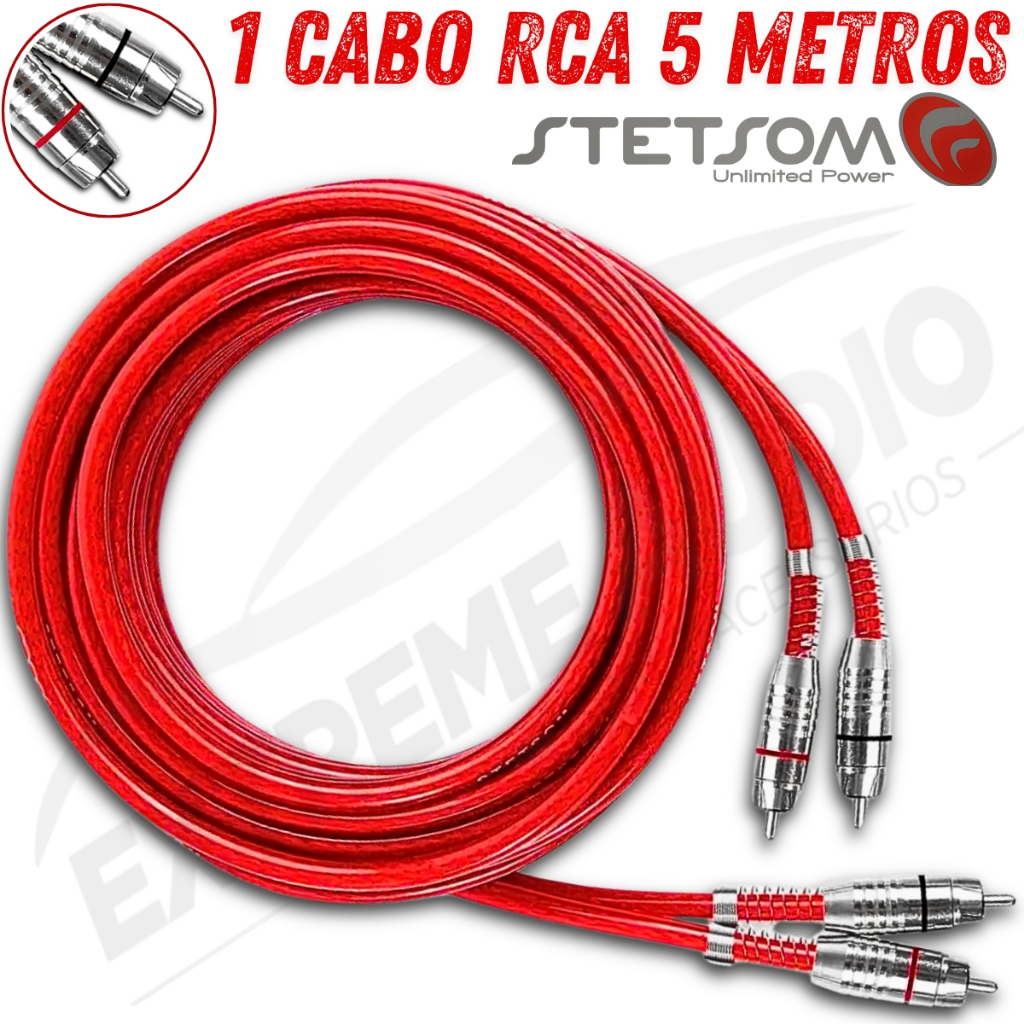 Cabo Rca Som Carro 5 Metros Blindado Stetsom Prata em Oferta na Shopee