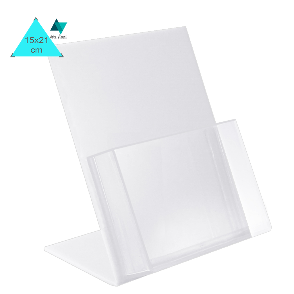 Kit com 5 Porta Folder Folhetos Panfletos A5 15x21 com Base Branca