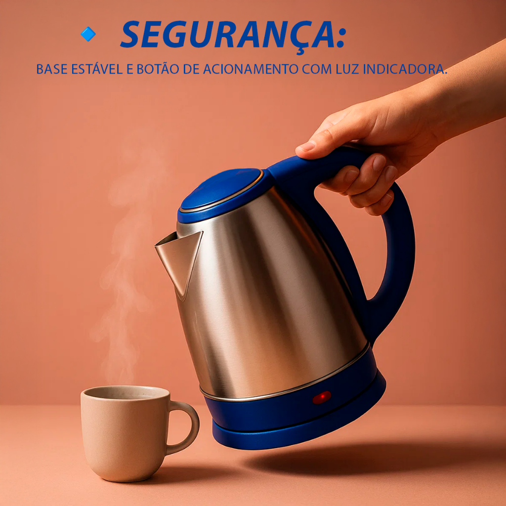 Chaleira Jarra Eletrica 1100w Bak Inox Rosa 1.8l Café Cha
