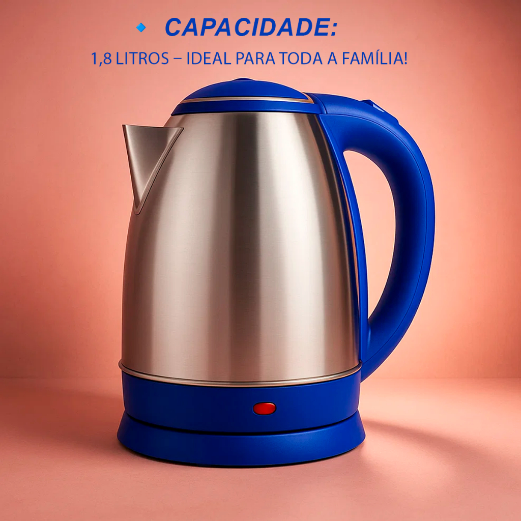 Chaleira Elétrica Jarra Aço Inox 110v Café Chá 1.8l Vermelha
