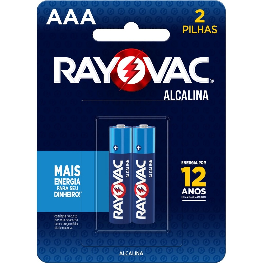 Pilha Alcalina AAA Rayovac Bateria 3A Palito 2 unidades em Oferta na Shopee