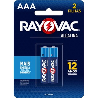 Pilha Alcalina AAA Rayovac Bateria 3A Palito 2 unidades