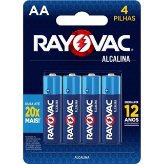 Pilha Alcalina AA Rayovac Bateria 2A Pequena 4 unidades em Oferta na Shopee