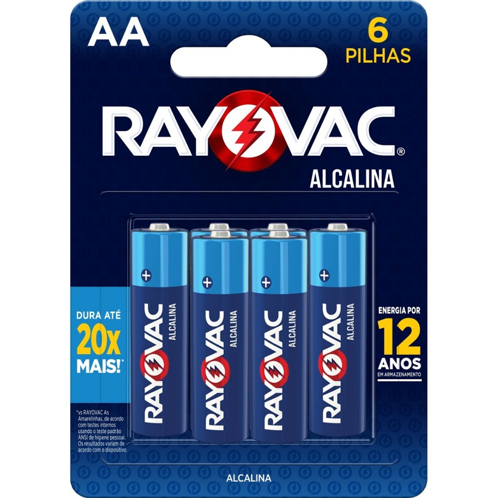 Pilha Alcalina AA Rayovac Bateria 2A Pequena 6 unidades em Oferta na Shopee