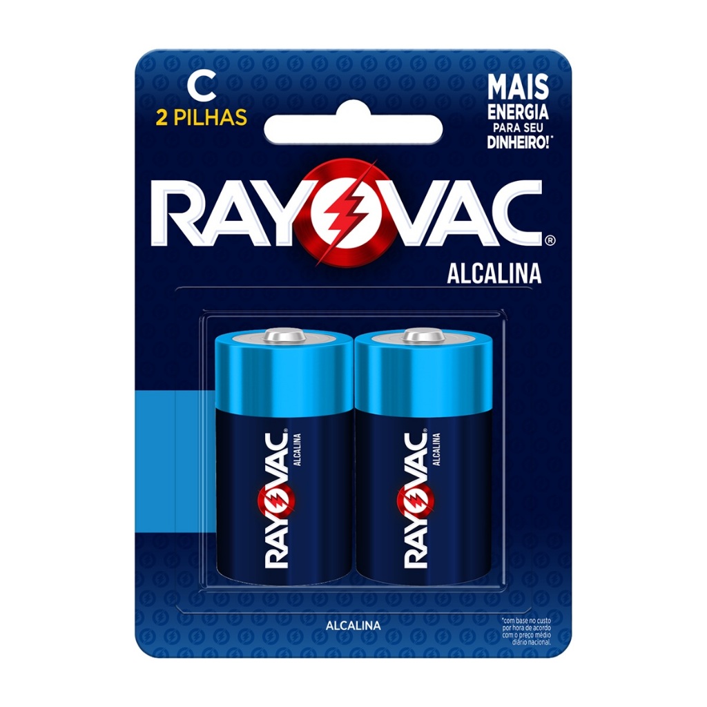Pilha Alcalina C Rayovac Bateria Média LR14 2 unidades em Oferta na Shopee