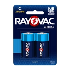 Pilha Alcalina C Rayovac Bateria Média LR14 2 unidades