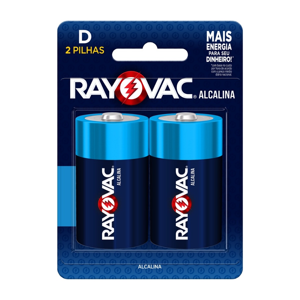 Pilha Alcalina D Rayovac Bateria Grande LR20 2 unidades em Oferta na Shopee