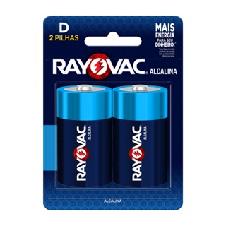 Pilha Alcalina D Rayovac Bateria Grande LR20 2 unidades em Oferta na Shopee