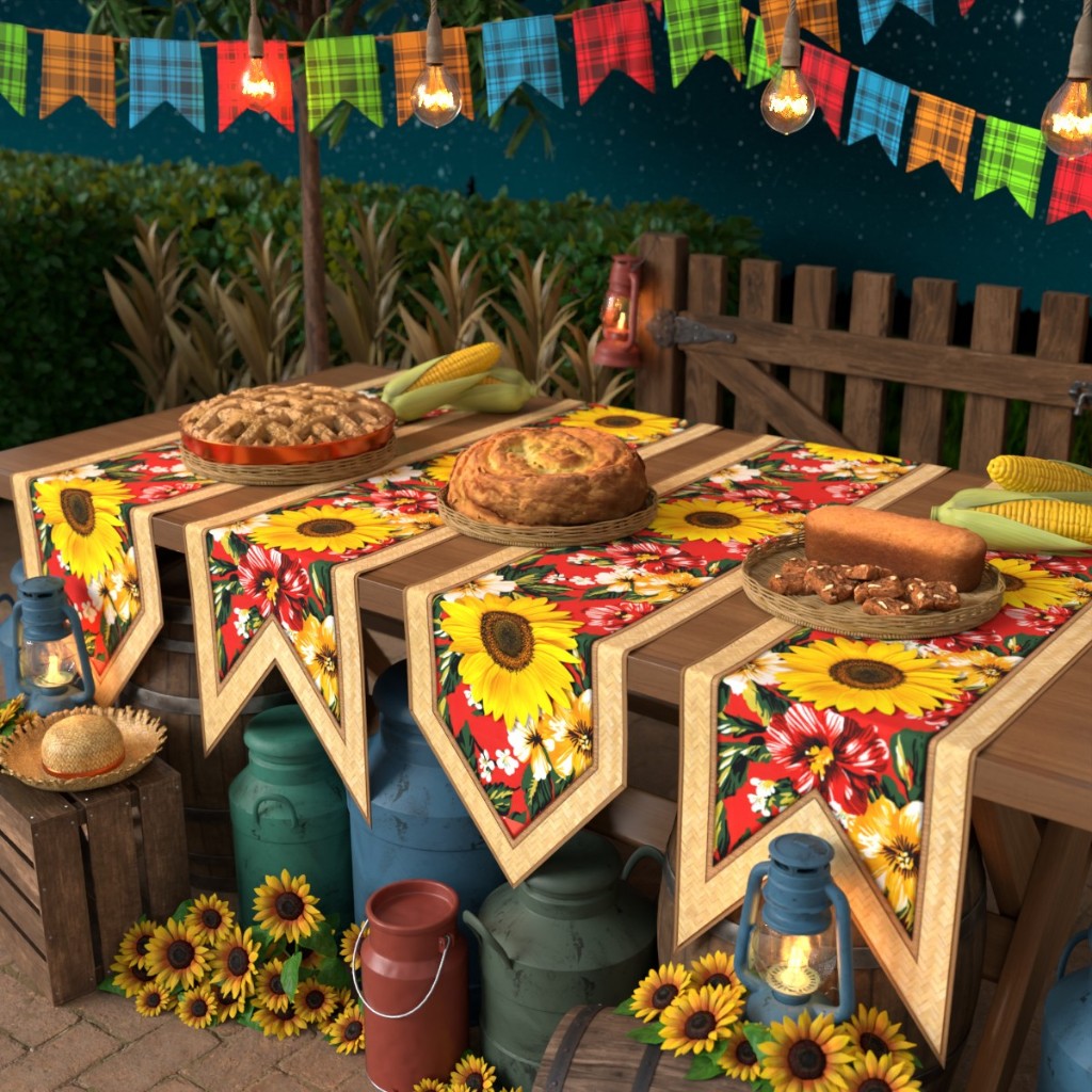 Trilho Caminho de Mesa Festa Junina Decoração Arraiá Bandeirinha 0,40x1,80m · foto 2