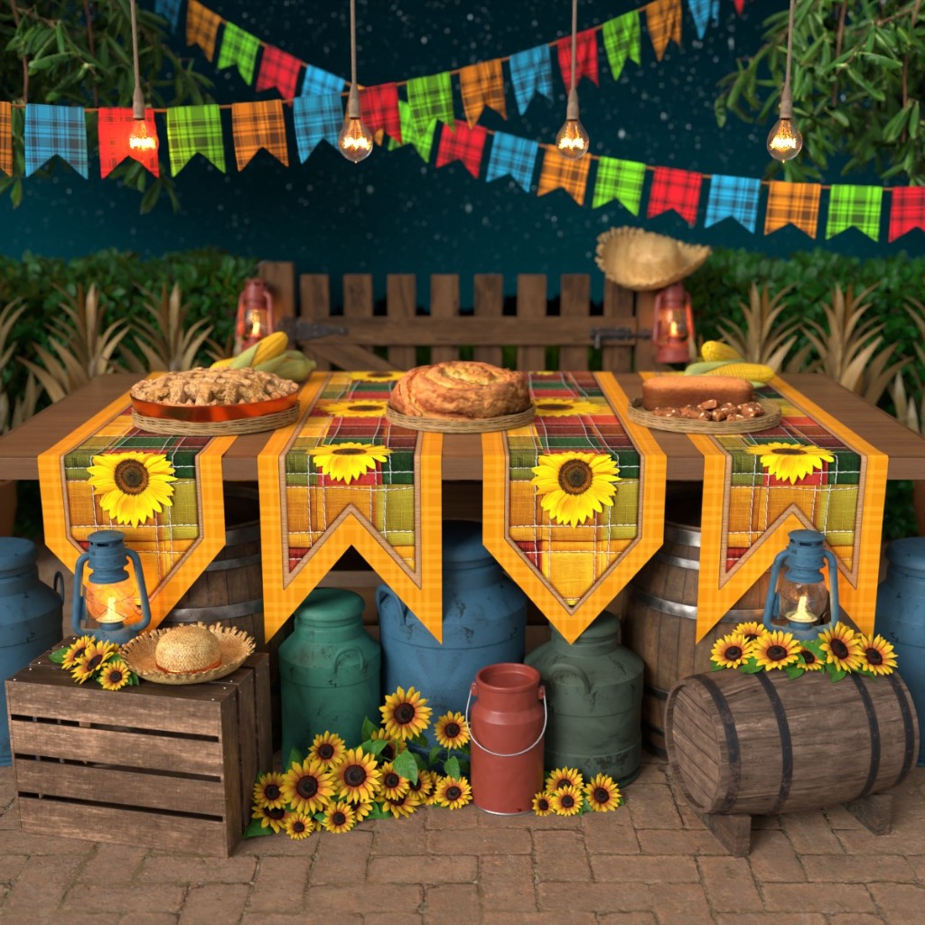 Caminho Trilho De Mesa Decorativo Festa Junina Xadrez Floral 180x40cm Bandeirinhas Arraiá – TDM-120 em Oferta na Shopee