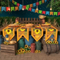 Caminho Trilho De Mesa Decorativo Festa Junina Xadrez Floral 180x40cm Bandeirinhas Arraiá – TDM-120