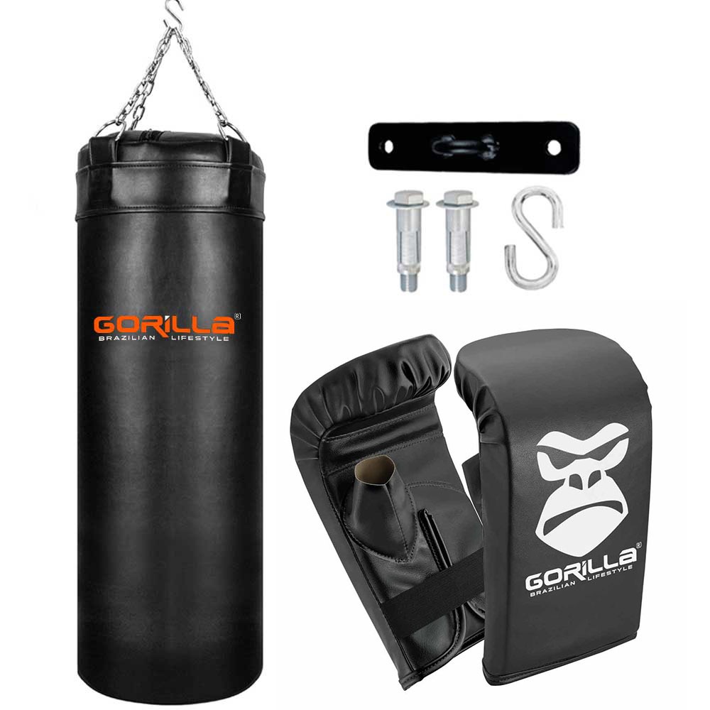 Kit Treino Profissional Saco De Pancada 70 Cm  + Luvas Bate Saco infantil + Suporte Teto Gorila