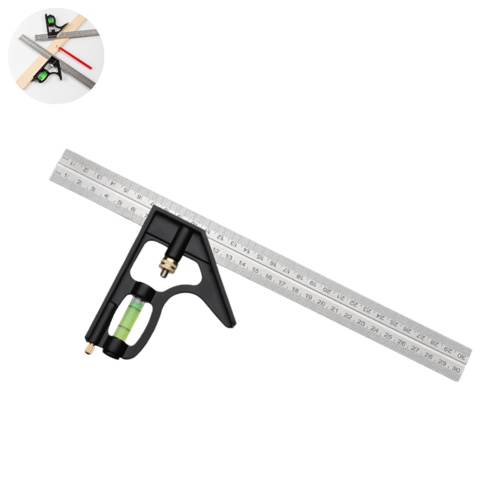 Esquadro Combinado Inox 12polegadas 300mm Com Regua E Nivel Multiuso