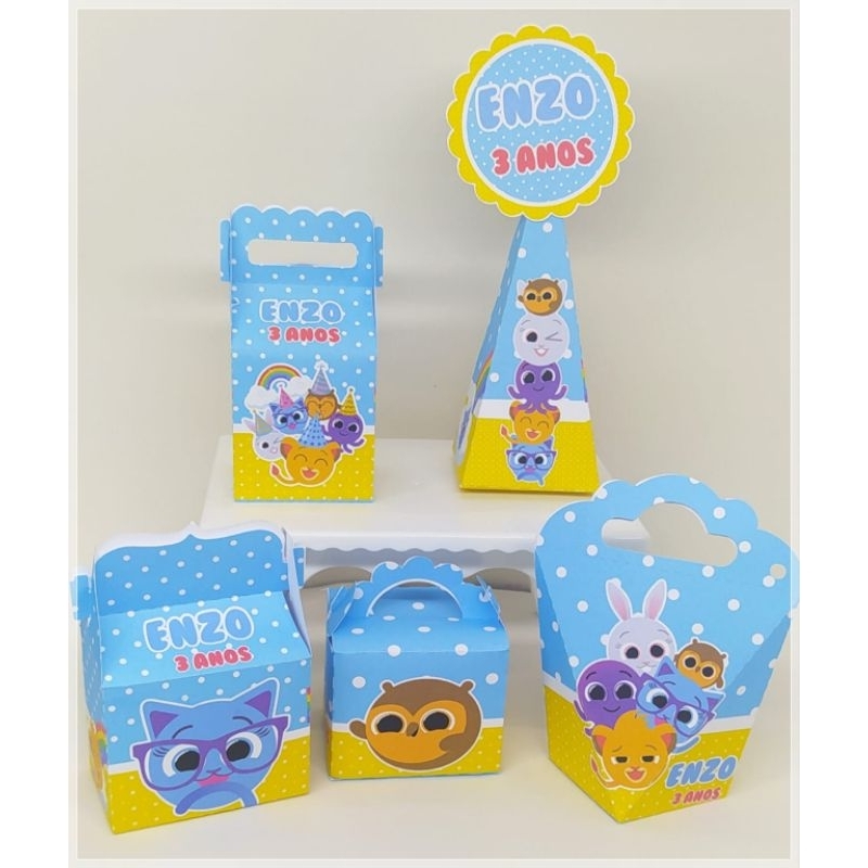 Kit Caixas Personalizada Lembrancinhas Personalizadas Bolofofos Aniversário Infantil , Festa , Pegue e Monte
