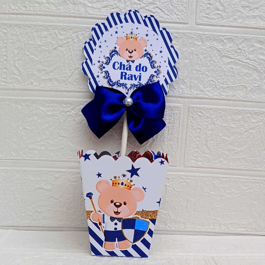 Centro de Mesa/ Cachepot Personalizado Ursinho Príncipe - PEGUE E MONTE