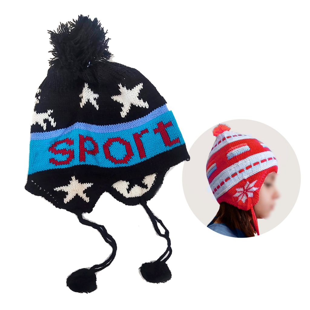 Touca Infantil Lã Proteção Orelha Diversas Cores Menino Gorro Peruano Criança Forrado
