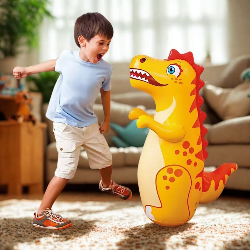 João Bobo Inflável Teimoso Saco Pancada Divertido Dinossauro Lutador Premium Infantil