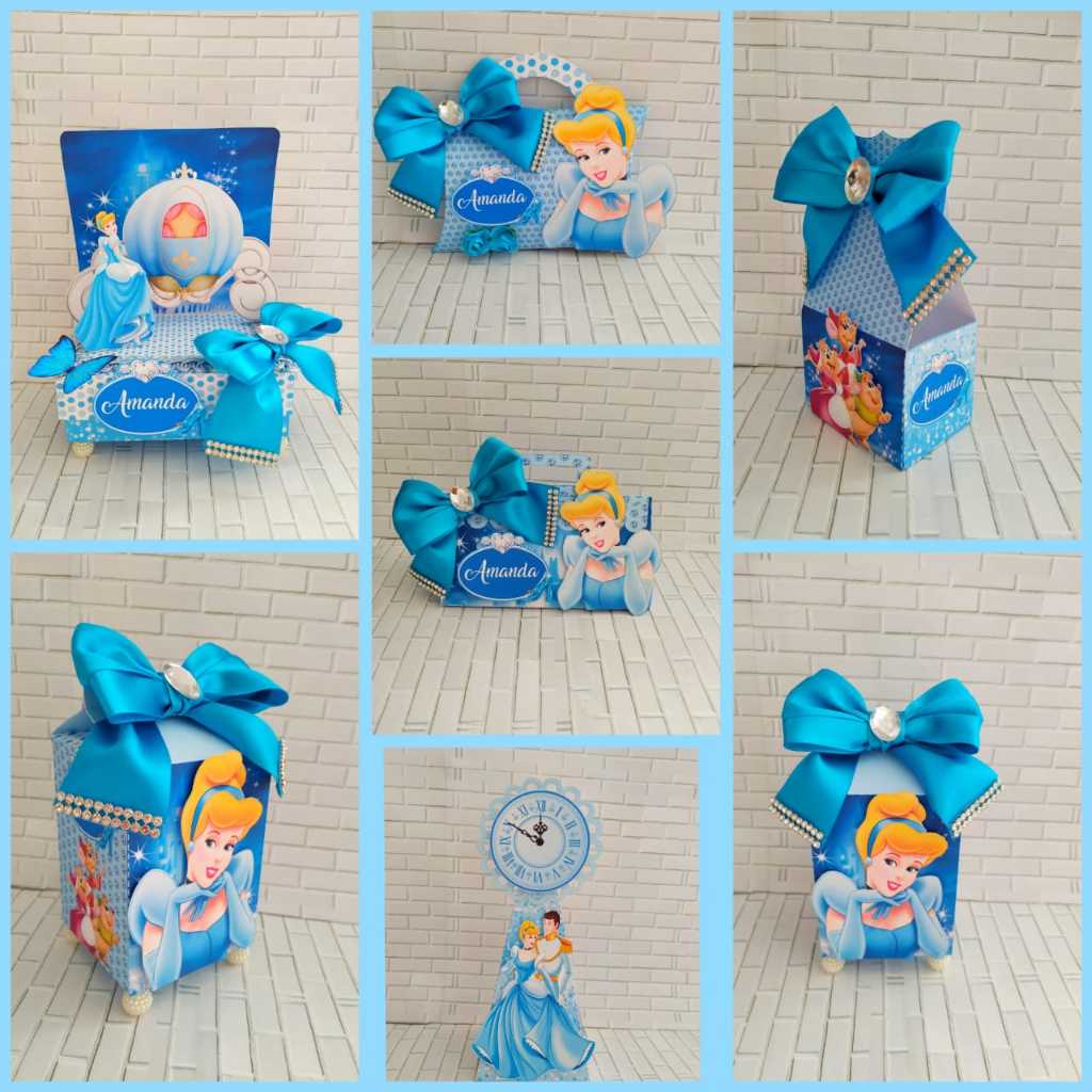 kit personalizado festa cinderela lembrancinha personalizada caixinha
