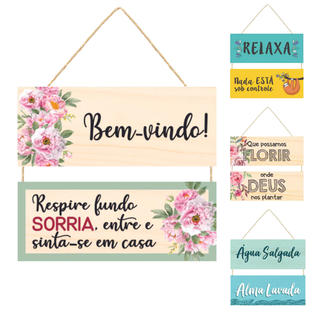 Placa com Alça de Sisal 2 Peças Decoração Sala Casa Decorativo em Oferta na Shopee