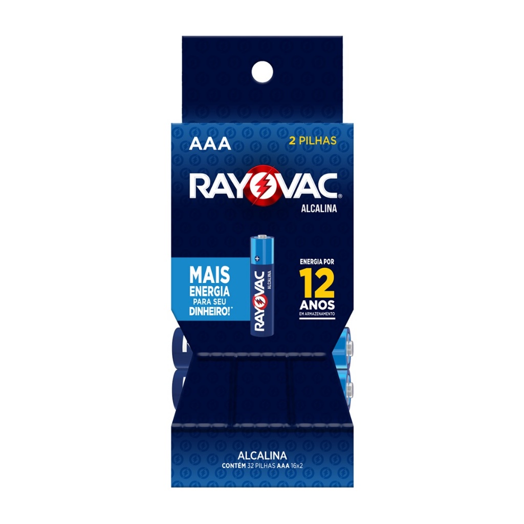 Pilha Alcalina AAA Rayovac Bateria 3A Palito Tubo kit com 32 unidades em Oferta na Shopee