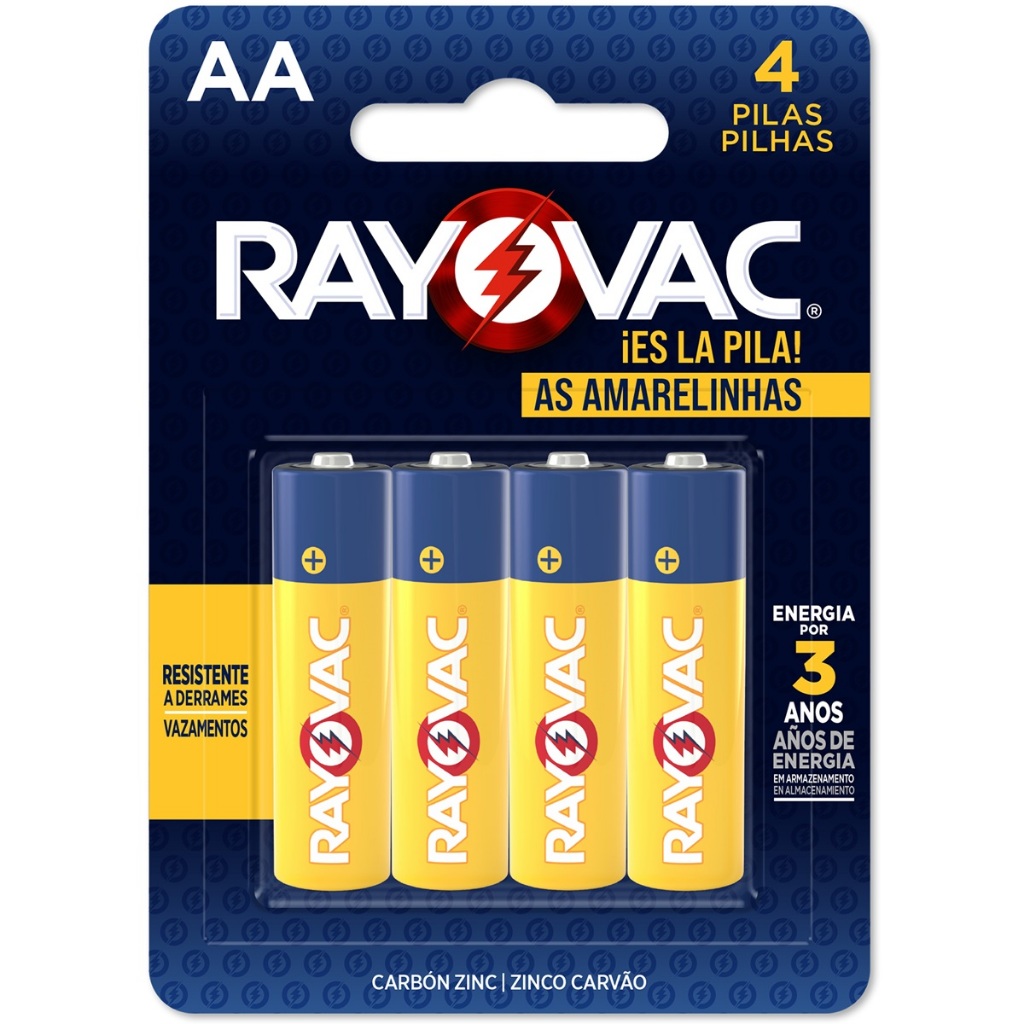 Pilha Zinco AA Rayovac Bateria Carvão 2A Pequena Amarelinha 4 unidades em Oferta na Shopee