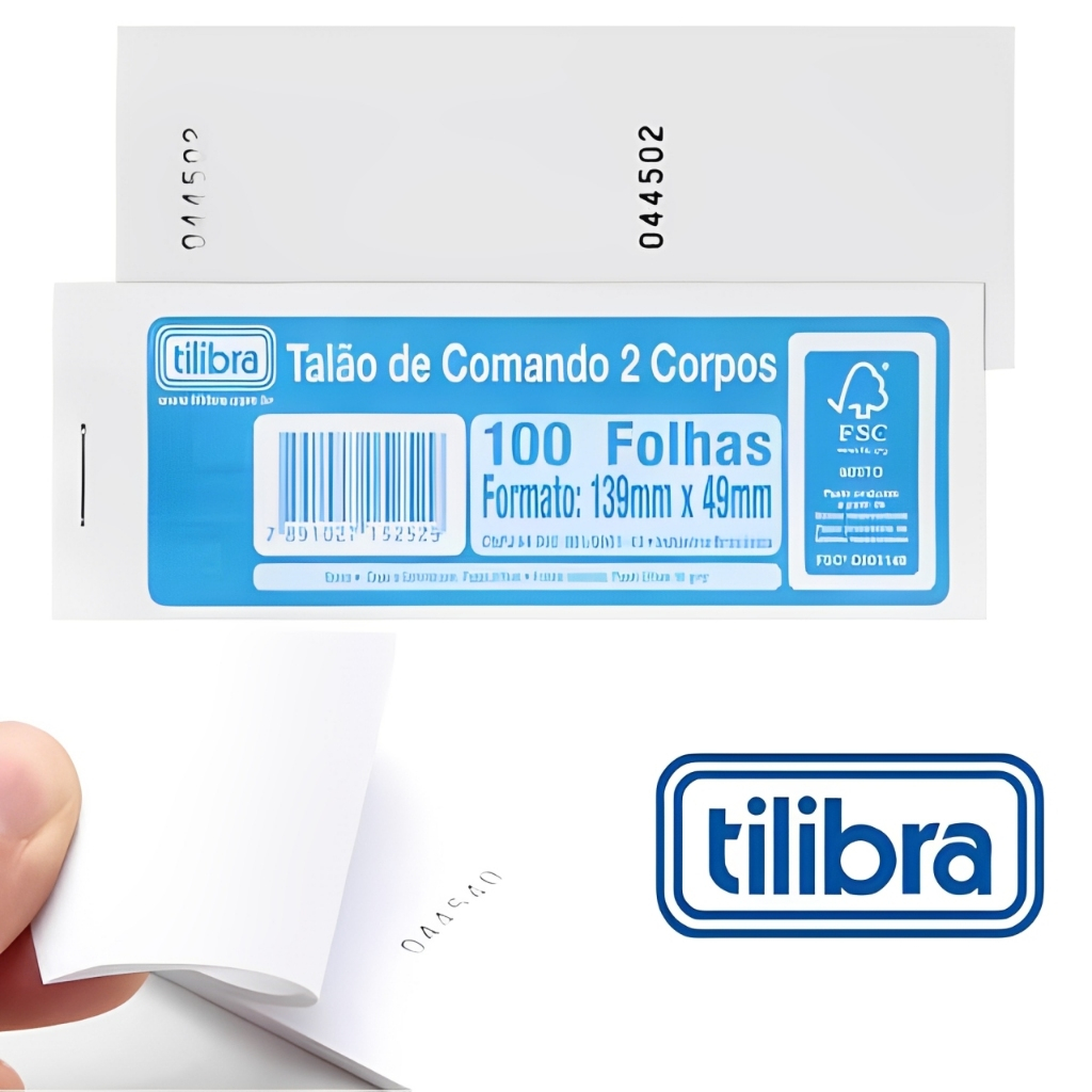 TALÃO COMANDO 2 CORPOS BLOCOS 100 FOLHAS TILIBRA & ANIMATIVA SD em Oferta na Shopee