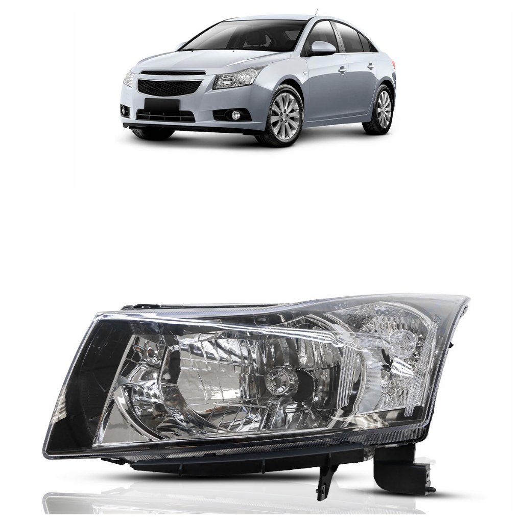 Farol Dianteiro Cruze 2011 2012 2013 2014 Máscara Cromada Foco Simples Lente Lisa Acrilico
