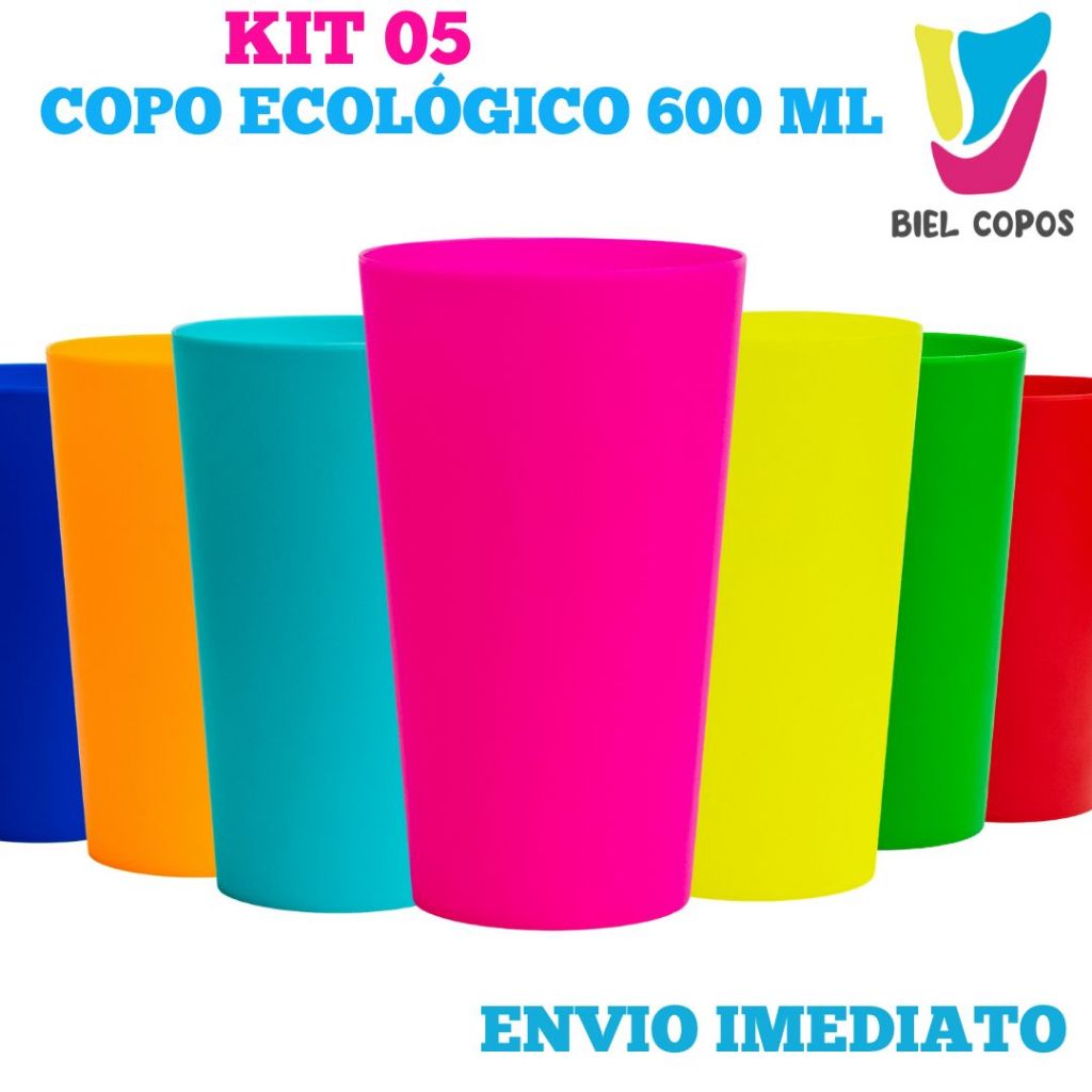 Kit 5 Copo Ecológico 600 mL- Copo Carnaval