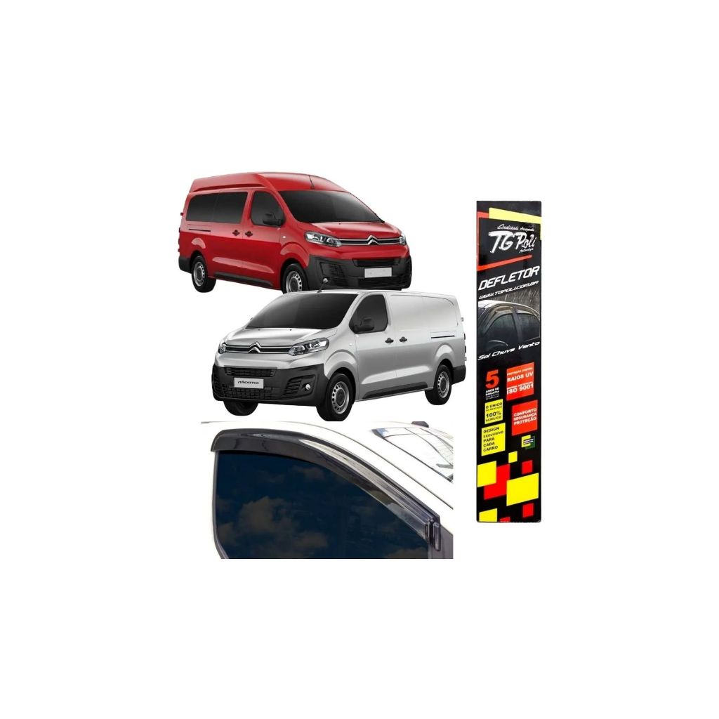 Calha de Chuva para Carro Citroen Jumpy 18/24, Fiat Scudo 22/24 e Peugeot Expert 18/24 2 Portas