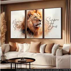 Quadros Decorativos Grande Sala Quarto Leao Nunca Foi Sorte Sempre Foi Deus 122x60 4k