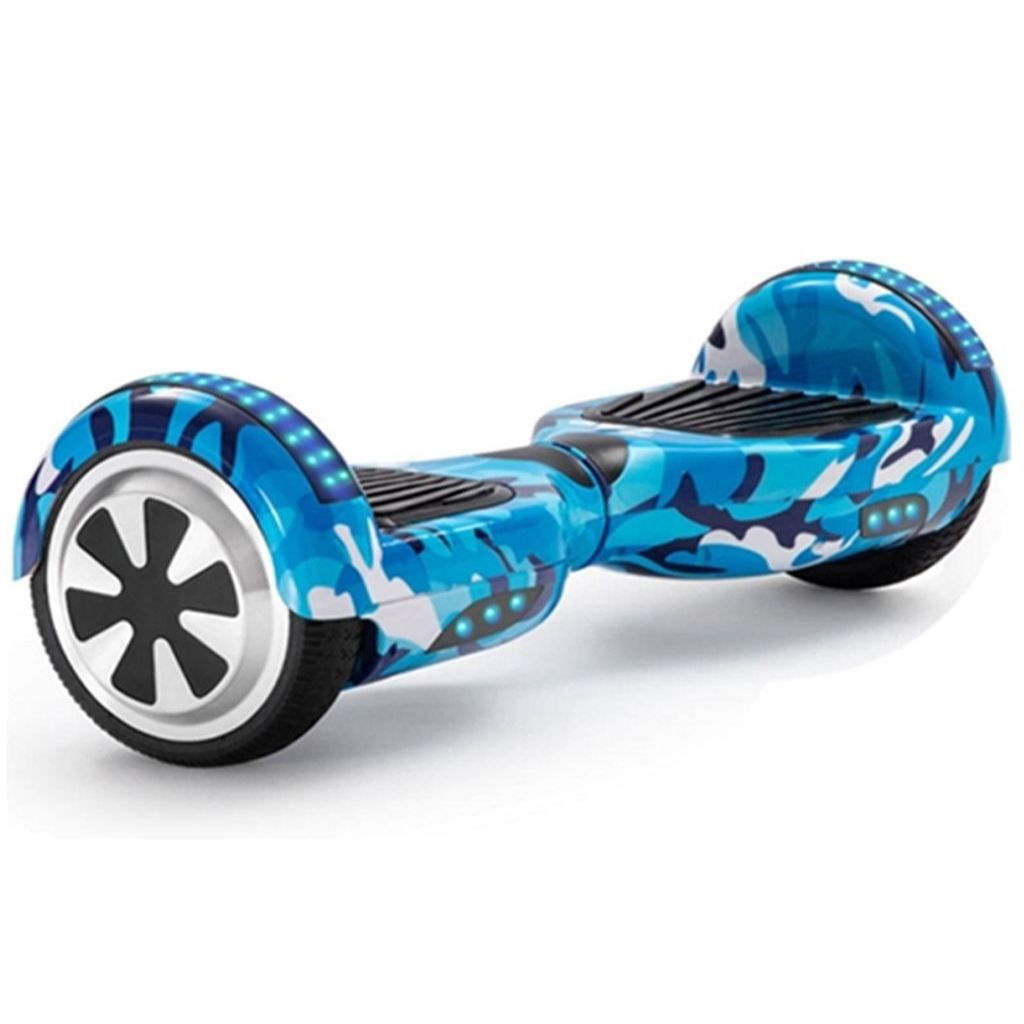 Hoverboard Skate Elétrico 6.5 Led Bluetooth Azul Camuflado