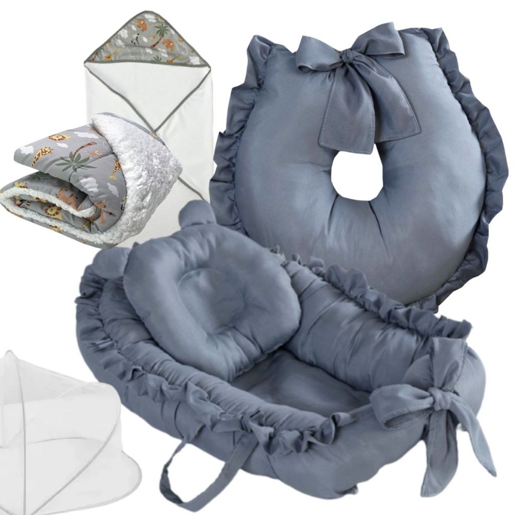 Ninho Redutor de Berço Almofada Amamentação Cobertor Toalha Banho Mosquiteiro Kit Enxoval Rosa Azul em Oferta na Shopee