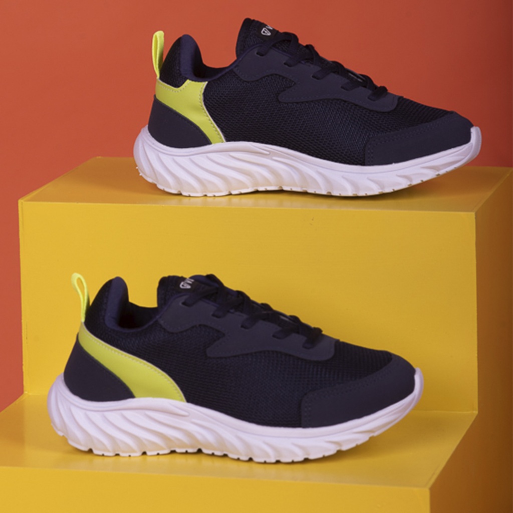 Tênis Masculino Infantil Pé com Pé Marinho com Detalhes Neon - Super confortável em Oferta na Shopee