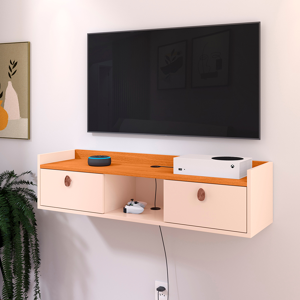 Rack Suspenso Vegas Painel 32 Polegadas Com 2 Portas E Nicho 0.90 cm Varias Cores