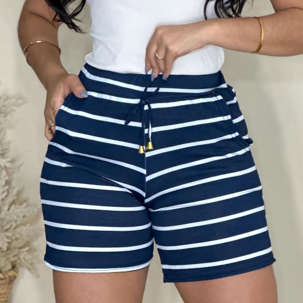Shorts feminino crepe bermuda com bolsos premium em Oferta na Shopee
