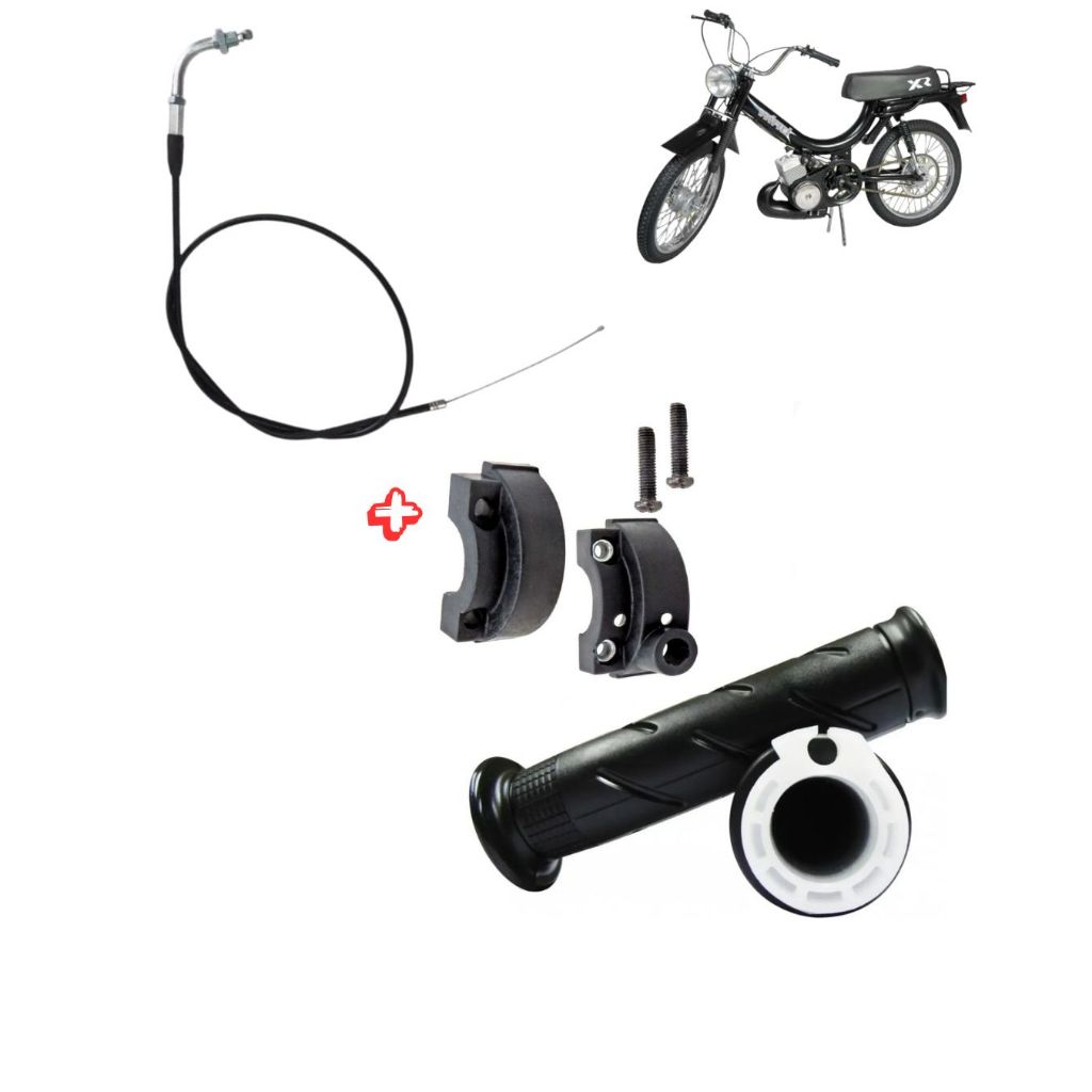 Cabo Acelerador Mobilete Bikelete + Manopla Punho com Roldana + carcaca acelerador Caloi Monark em Oferta na Shopee