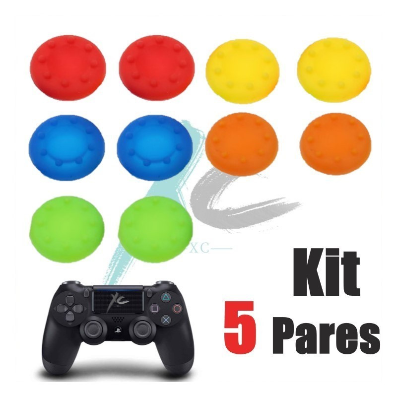 5 Pares de Grip borracha Protetora de Silicone para Analógicos de Controles de PS4/PS5/Xbox Series/One/360