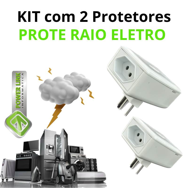 KIT com DOIS Protetores PROTE RAIO ELETRO (Duas Tomadas) PW - PS4 PS5 XBOX NOTEBOOK PC ELETRODOMÉSTICOS