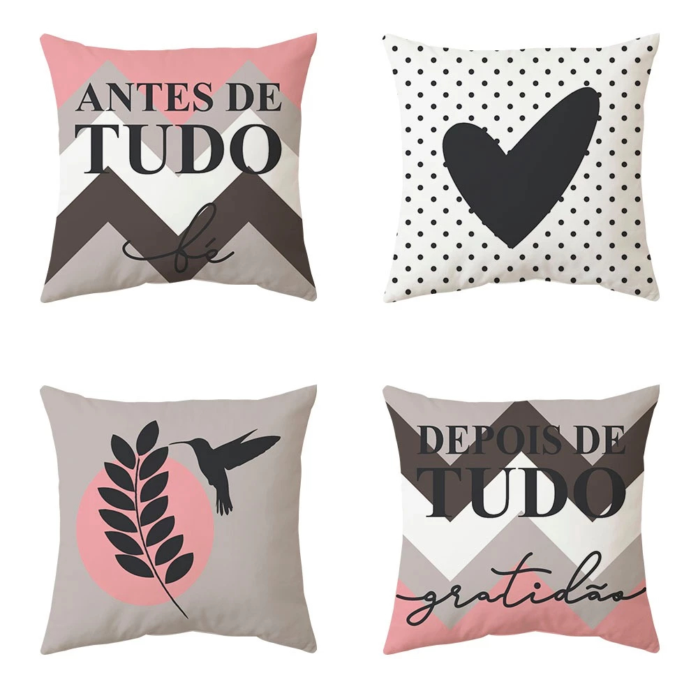 Kit Com 04 Capas De Almofadas Decorativas 45x45 Em Oxford