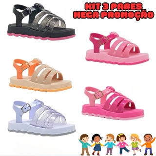 Kit Sandália 3 Pares Lulu Juvenil Linda Menina Confortável Promoção Papete em Oferta na Shopee