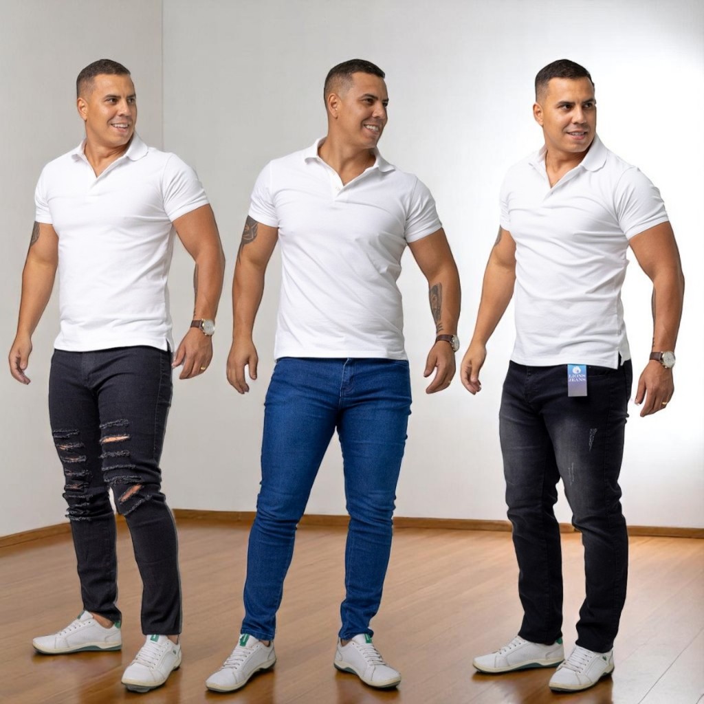Conjunto exclusivo Kit 3 Calças Jeans Slim Masculina Tradicional Leve e Confortável Lycra Elastano