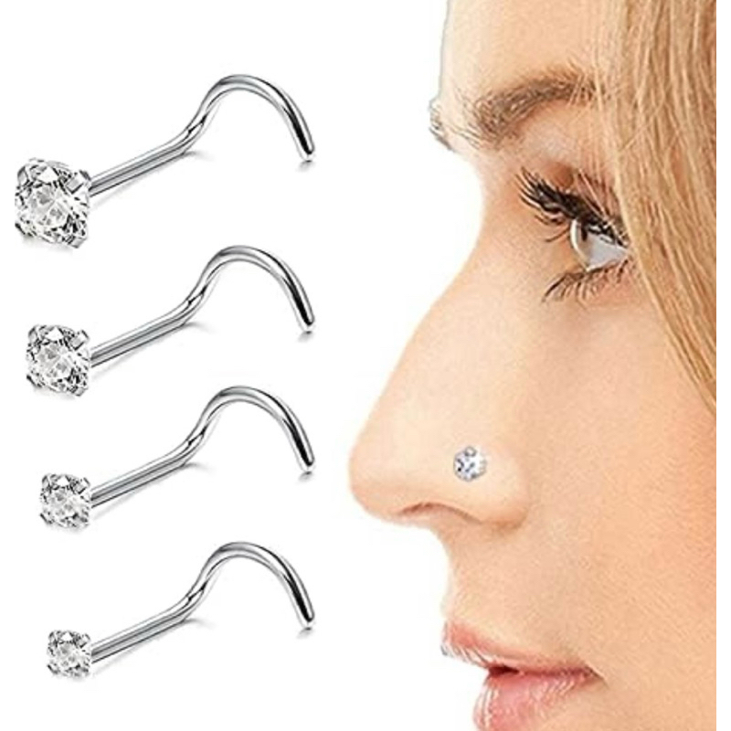 Piercing de Nariz em Prata 925 - Modelo Nostril Bem Brilhante