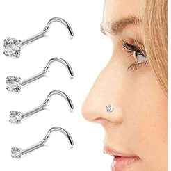Piercing de Nariz em Prata 925 - Modelo Nostril Bem Brilhante