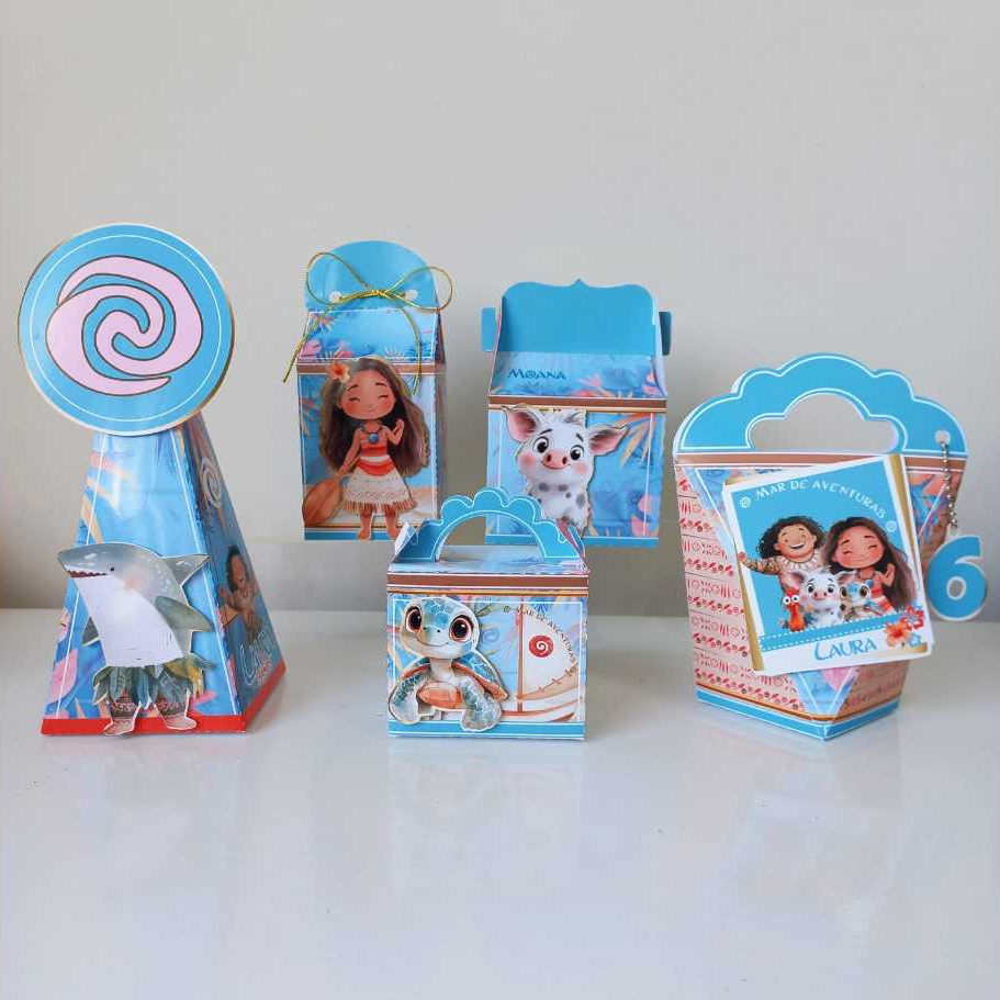 Kit Festa Personalizado Moana: Caixas Temáticas e Lembrancinhas para Aniversário Infantil