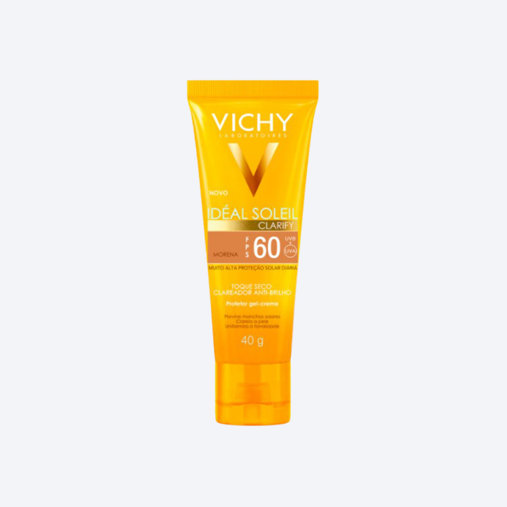 Protetor Solar Vichy Idéal Soleil Clarify FPS60 Cor Morena Com 40g em Oferta na Shopee