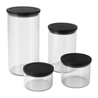 Porta Mantimento Hermético 4 Peças Resistente   Lava Louça Acrilíco Transparente Conserva Alimentos em Oferta na Shopee