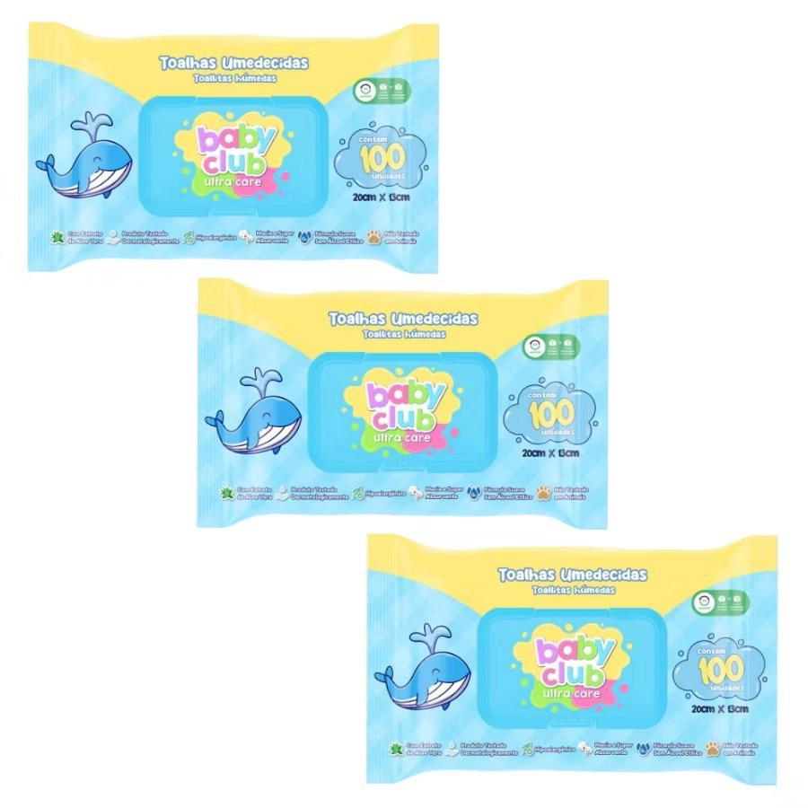 KIT 3UN TOALHA UMED BABY CLUB COM 100UN